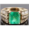 Image 1 : NATURAL COLOMBIAN EMERALD & DIAMONDS 14K GOLD RING