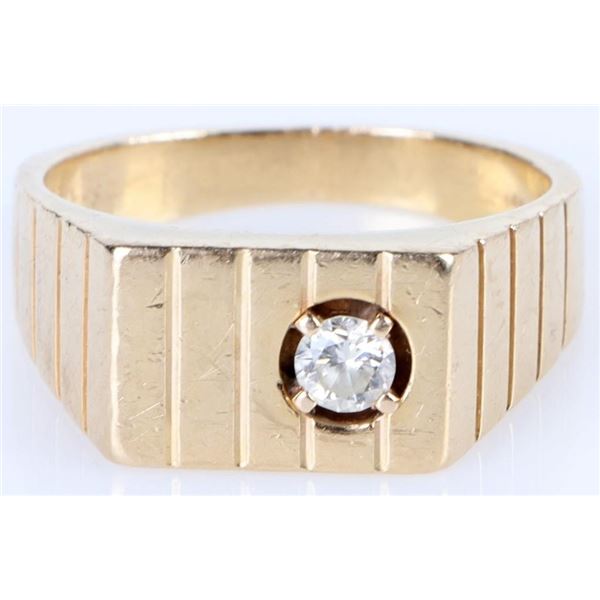 14K YELLOW GOLD 0.33CT DIAMOND SOLITAIRE MENS RING