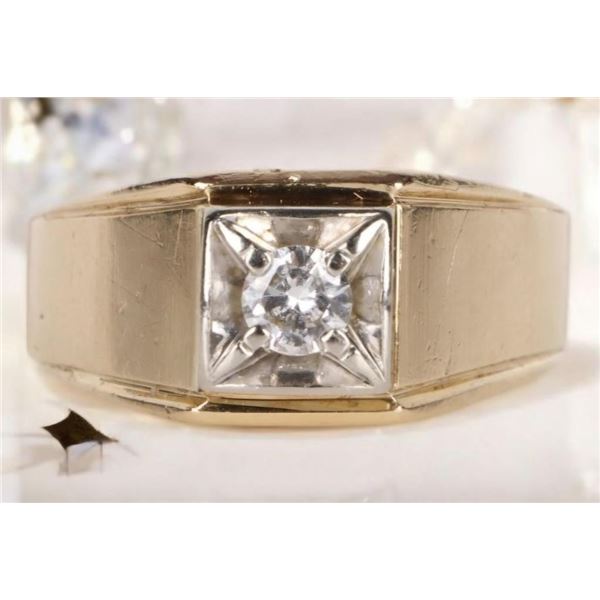 14K YELLOW GOLD 0.50CT DIAMOND MEN'S RING