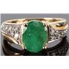 Image 1 : 14K YELLOW GOLD EMERALD DIAMOND LADIES RING