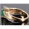Image 2 : 14K YELLOW GOLD EMERALD DIAMOND LADIES RING