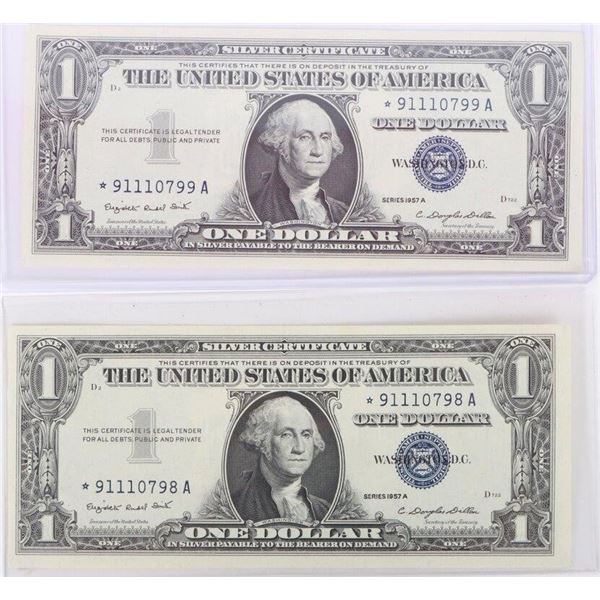 1957 A UNCIRCULATED SEQUENTIAL $1 SILVER NOTES