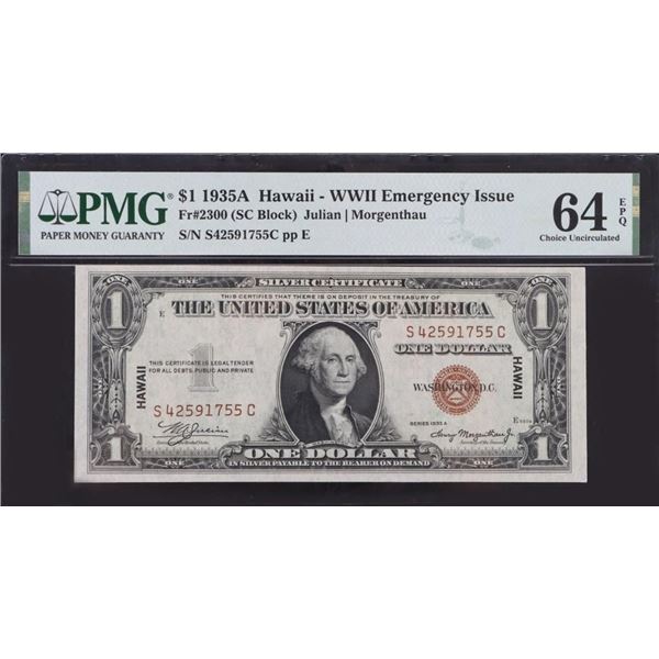 1935A SERIES FR. 2300 HAWAII WWII PMG 64 BANKNOTE