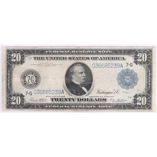 SERIES 1914 GROVER CLEVELAND $20 CHICAGO U.S. BILL