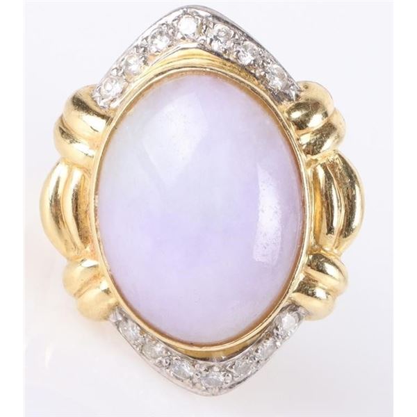PURPLE JADE DIAMOND 18K YELLOW GOLD LADIES RING