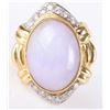Image 1 : PURPLE JADE DIAMOND 18K YELLOW GOLD LADIES RING