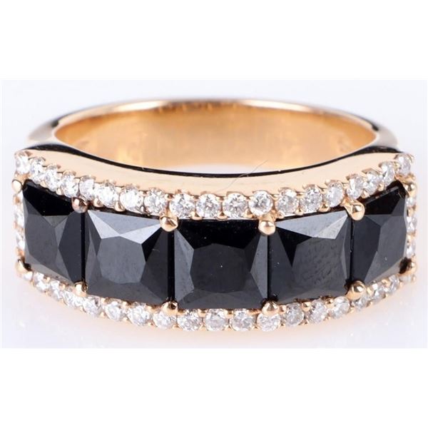 18K YELLOW GOLD DIAMOND ONYX LADIES RING