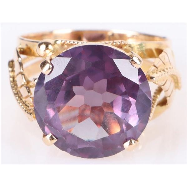 18K YELLOW GOLD 11.54CT CEYLON PINK SAPPHIRE RING