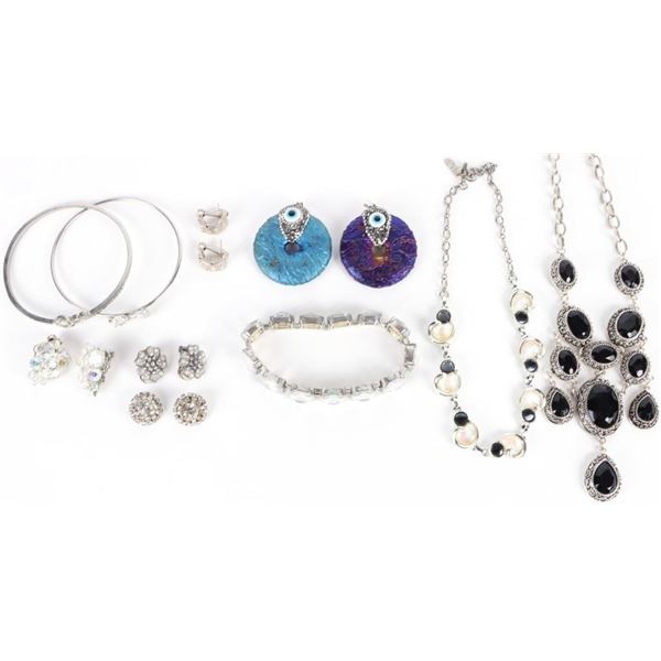 SILVER TONE FASHION JEWELRY LOT OF 11