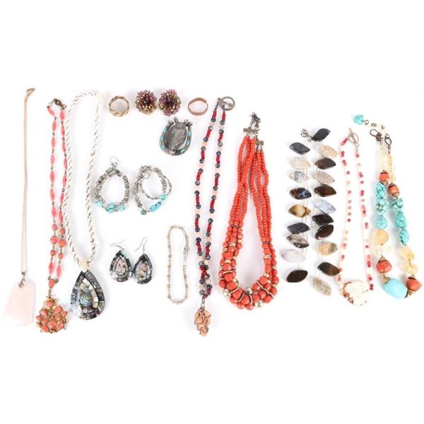 ASSORTED STONE JEWELRY LOT OF 15