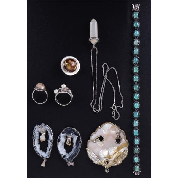 GEODE, GEMSTONE & SHELL STERLING SILVER JEWELRY