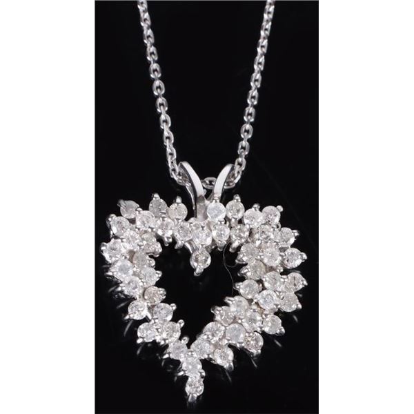 2.7CTW DIAMOND HEART & 14K WHITE GOLD NECKLACE