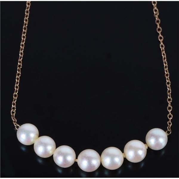 14K YELLOW GOLD PEARL LADIES NECKLACE