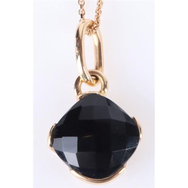 18K YELLOW GOLD BLACK ONYX LADIES NECKLACE