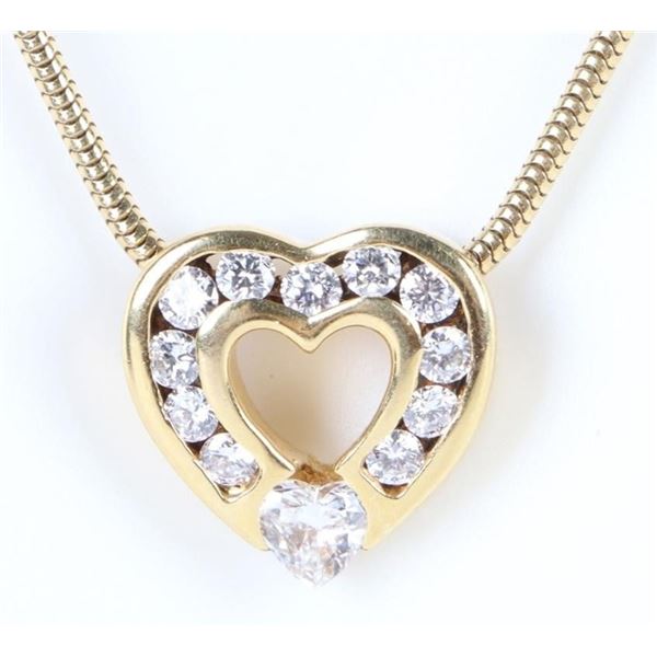 KRYPELL 18K YELLOW GOLD DIAMOND HEART NECKLACE
