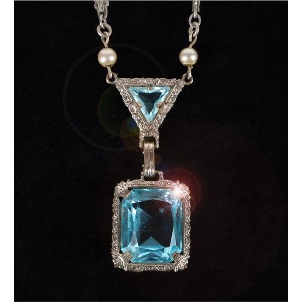 ANTIQUE VICTORIAN BLUE CRYSTAL NECKLACE