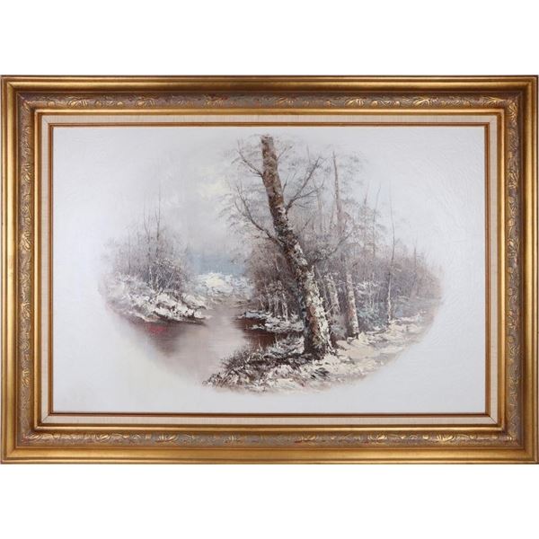 BOB ROSS WINTER SCENE PAINTING IN THE MANNER OF