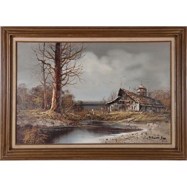 ALBERT LEE 45 X 31" SIGNED OIL ON CANVAS PAINTING