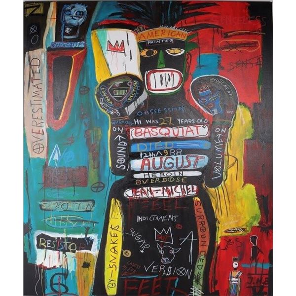 LARGE IN THE MANNER OF BASQUIAT ORIGINAL PAINTING
