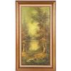 Image 1 : TREE & LAKE OIL PAINTING ON CANVAS SIGNED & FRAMED