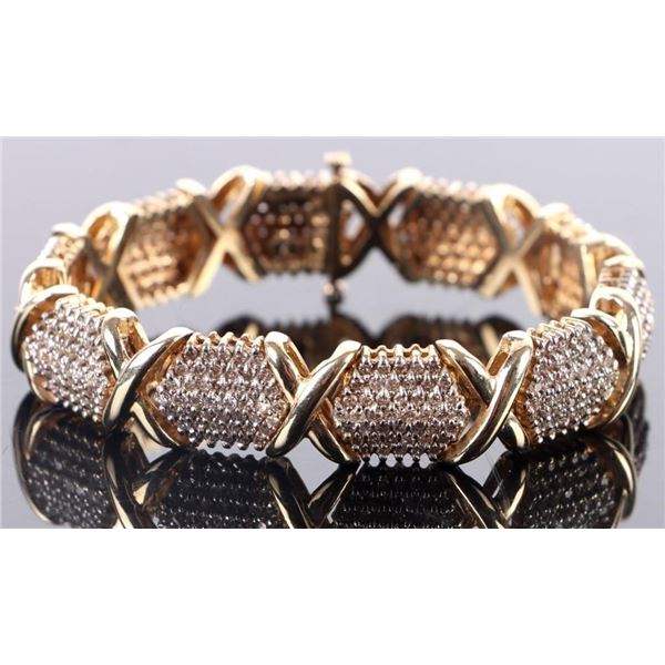 10K YELLOW GOLD "X" DESIGN DIAMOND BRACELET
