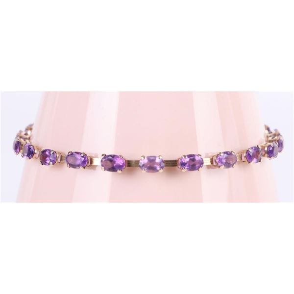 10K YELLOW GOLD OVAL AMETHYST TENNIS BRACELET