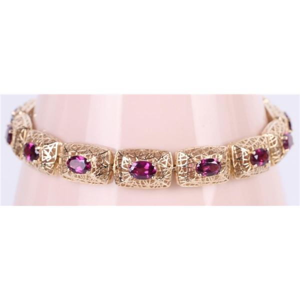 GORGEOUS 10K FILIGREE AMETHYST PANEL BRACELET