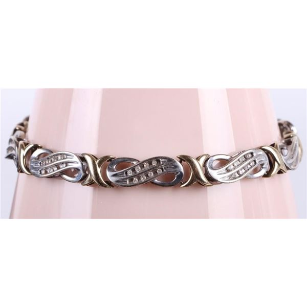 10K YELLOW & WHITE GOLD DIAMOND LADIES BRACELET