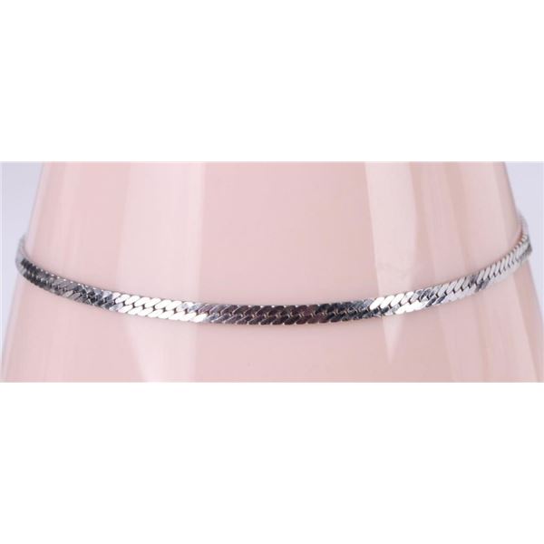 14K SOLID WHITE GOLD HERRINGBONE BRACELET