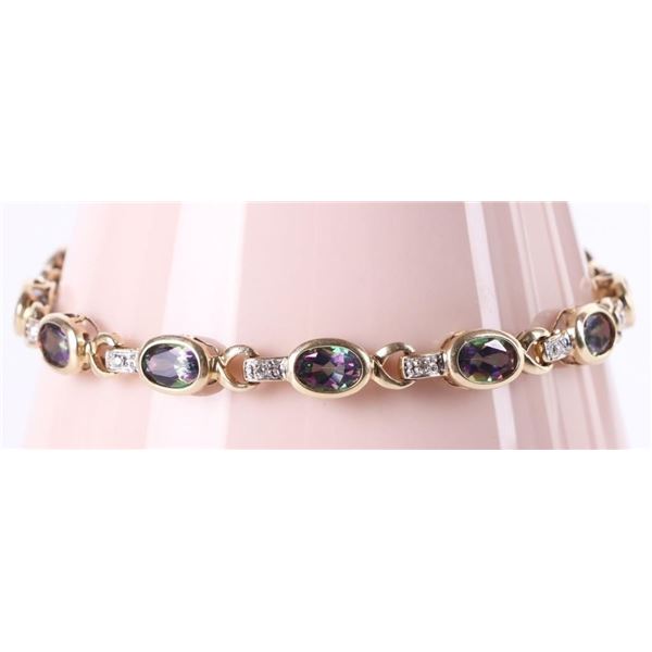 MYSTIC TOPAZ & DIAMOND 14K YELLOW GOLD BRACELET