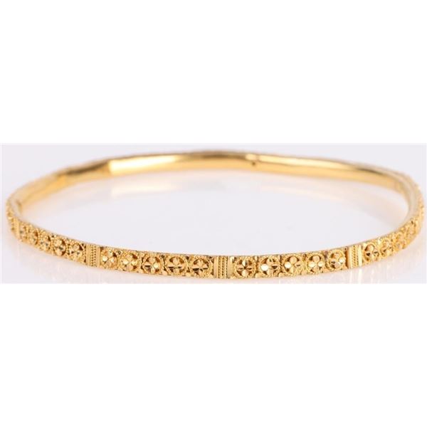 22K YELLOW GOLD FILIGREE BANGLE LADIES BRACELET