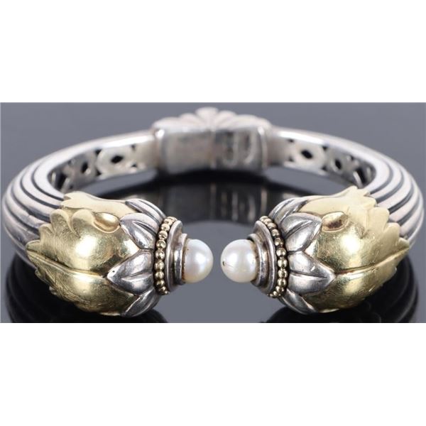 LAGOS CAVIAR 18K GOLD & STERLING PEARL BRACELET