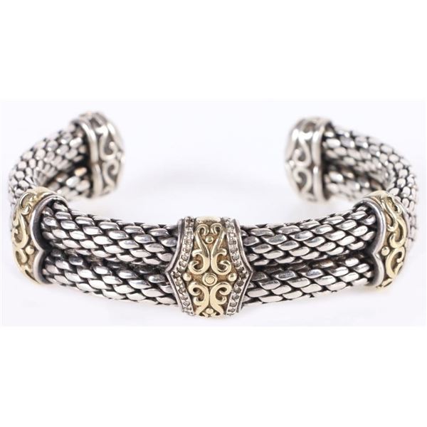 SCOTT KAY DESIGNER STERLING & 18K GOLD BRACELET
