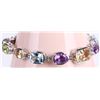 Image 2 : STERLING SILVER ASSORTED GEM LADIES BRACELET