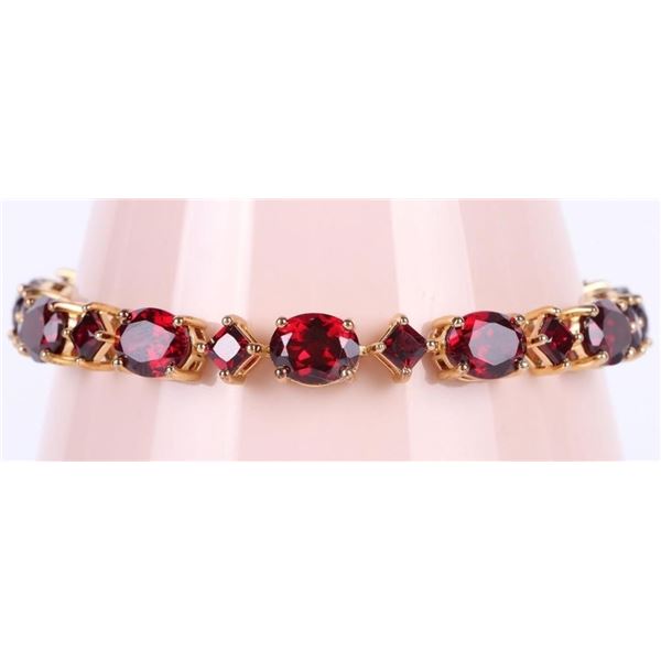 19.95CTW RED RUBY VERMEIL STERLING SILVER BRACELET