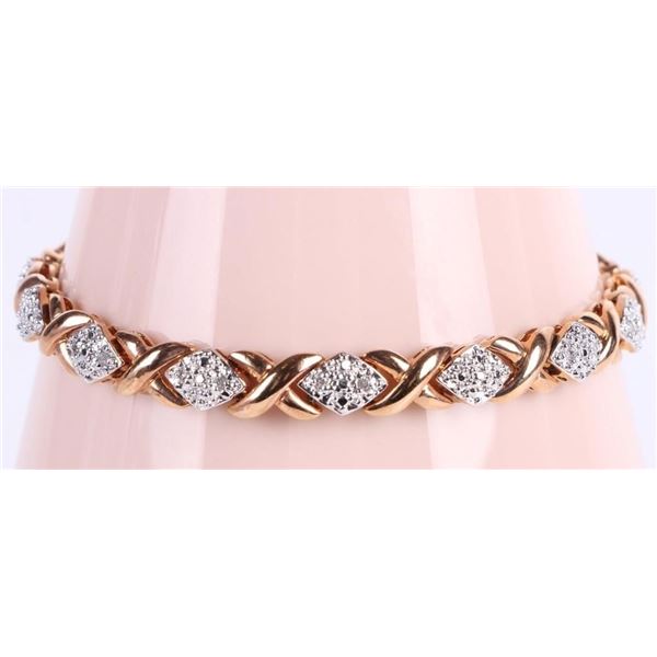 .25CT DIAMOND 18K GOLD OVER S.S. "X" BRACELET