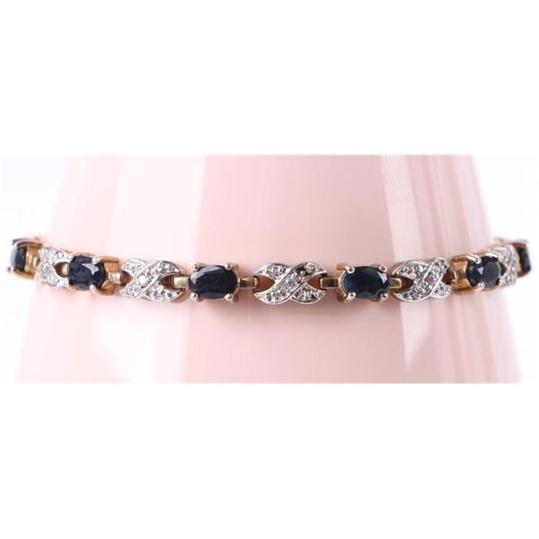 5.5CTW BLUE SAPPHIRE STERLING SILVER BRACELET