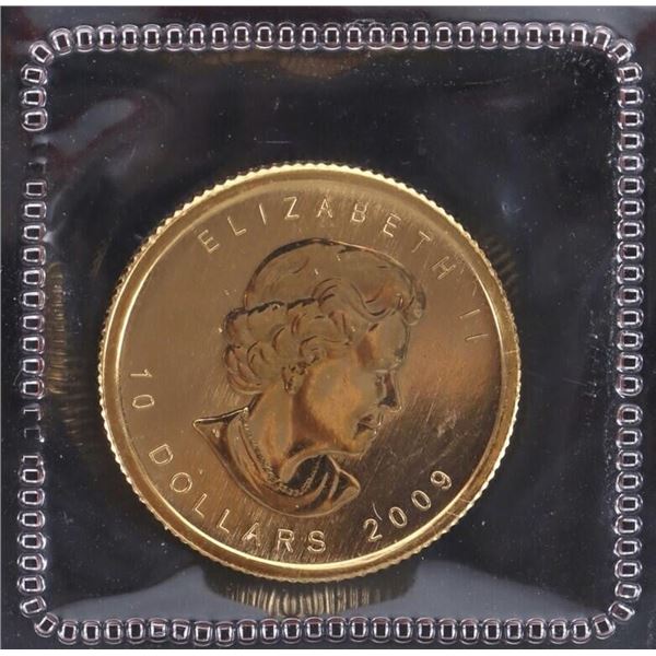 1/4 OZ FINE GOLD 2009 CANADIAN MAPLE LEAF $10 COIN