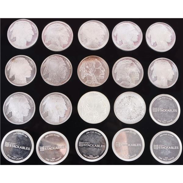 FINE SILVER 1 TROY OZ ROUND BULLION ROLL OF 20