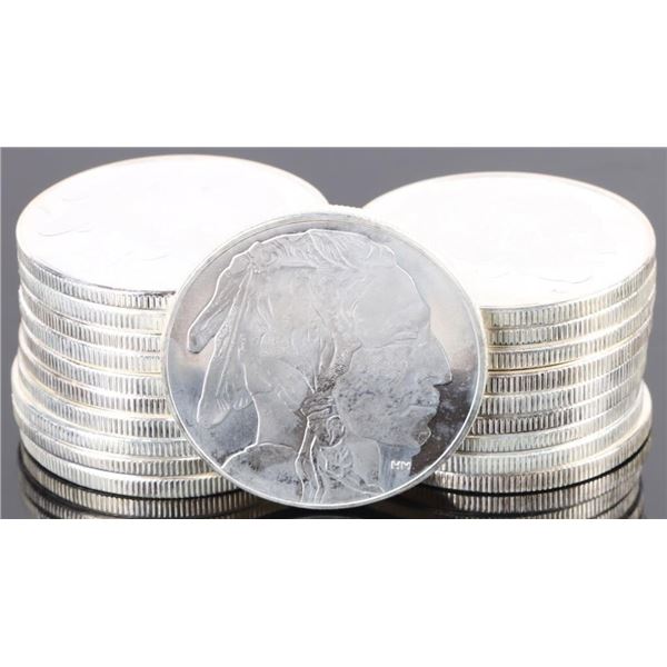 FINE SILVER 1 TROY OZ BUFFALO ROUNDS ROLL OF 20