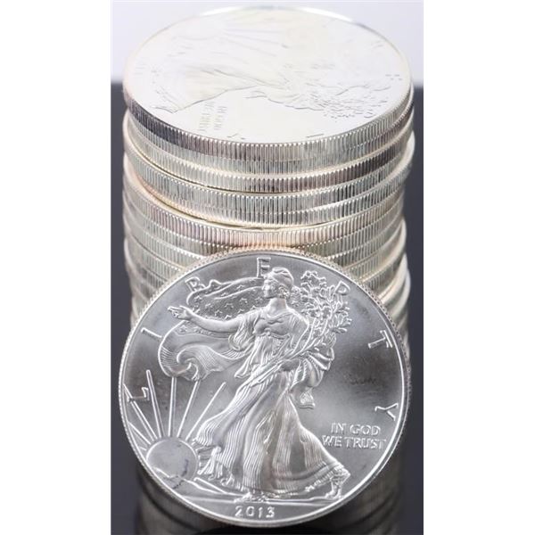 ROLL OF TWENTY U.S. MINT 2013 FINE SILVER EAGLES