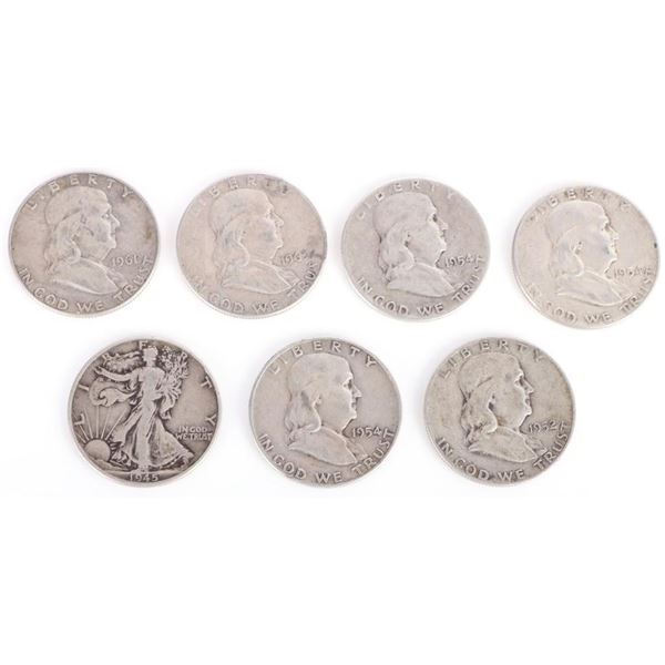 ASSORTED 90% SILVER LIBERTY/ FRANKLIN DOLLARS -(7)
