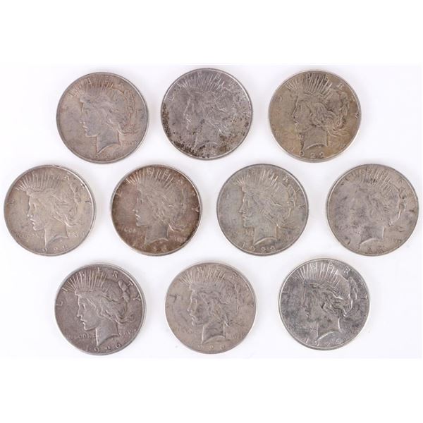 90% SILVER LIBERTY PEACE DOLLARS - (10)