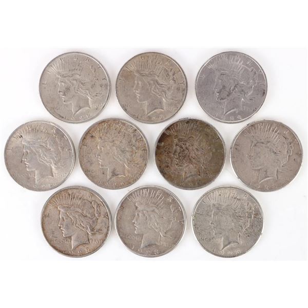 90% SILVER LIBERTY PEACE DOLLARS - (10)