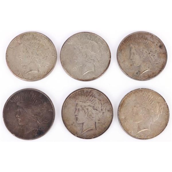 ASSORTED 90% SILVER LIBERTY PEACE DOLLARS - (6)