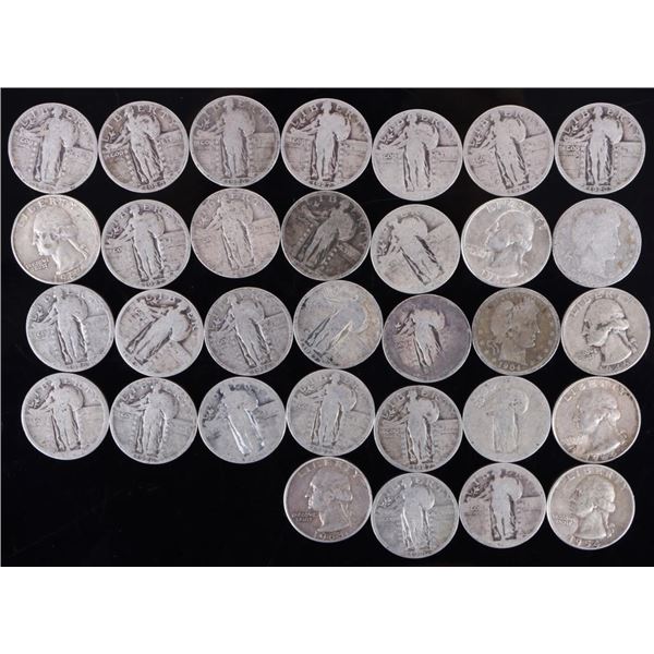 ASSORTED 90% SILVER U.S. QUARTERS - (32)