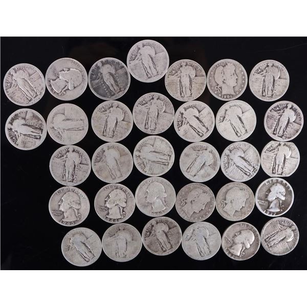 ASSORTED 90% SILVER U.S. QUARTERS - (32)