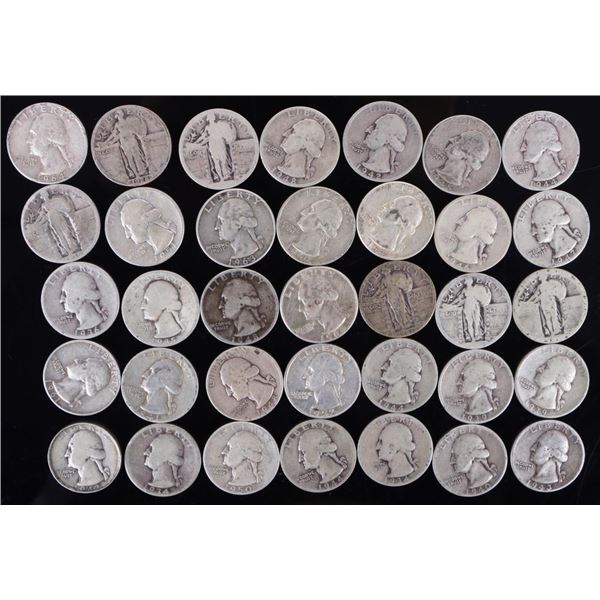 ASSORTED 90% SILVER U.S. QUARTERS - (35)
