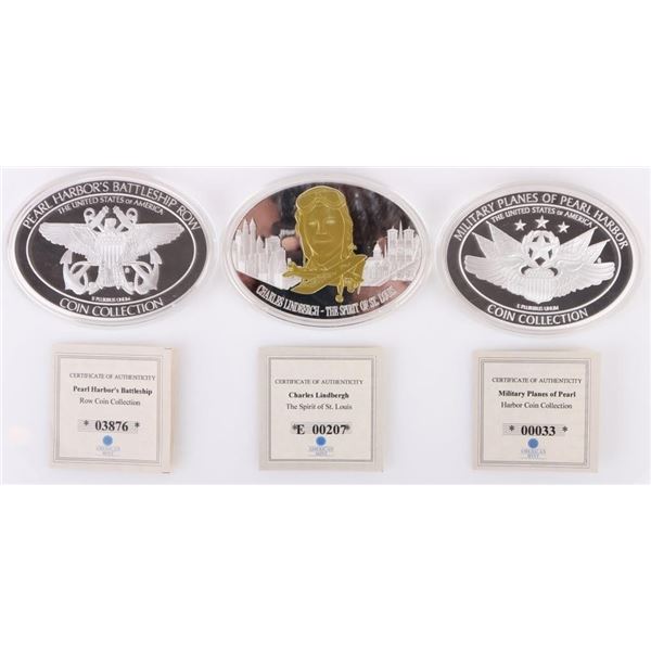 USA SILVER PLATED COMMEM. PROOF MEDALS  W/ COA'S