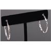 Image 2 : 10K WHITE GOLD OVAL HOOP EARRINGS